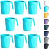 Berglander Set di tazze da caffè in plastica blu TF di 8 x 450ml, bicchieri con manici, tazza d'acqua riutilizzabile, facile da trasportare, ideale per casa, giardino, picnic, campeggio