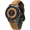 EUTOUR Orologio da uomo in legno, Orologio Magnetico, Minimalista, Unisex, al Quarzo, con Cinturino in Pelle/Acciaio inox, 40 mm, Pelle marrone, 40mm, Cinghie