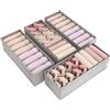 Lifewit Set di 4 Organizer Cassetti per Cassettiera, Divisori per Cassetti Pieghevole, Scatole Portaoggetti, Cassetti Armadio per Biancheria Intima, Vestiti Bambini, Calzini, Cravatte, Grigio
