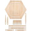 Rayher set di telai in legno naturale, a forma di favo esagonale, 11 pezzi, 3 telai diversi con navette, aghi, pettine, per lavori creativi di tessitura, 63124505
