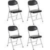 HAKU Möbel Set di 4 sedie pieghevoli alu, nero, Schienale imbottito, sedile imbottito, acciaio - Dim. L 47,00 cm x A 79,00 cm x P 53,00 cm, Stile Moderno