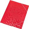 Leitz WOW Cartella Portadocumenti a 3 Lembi in Cartone Rivestito in PP, Può Contenere fino a 250 Fogli, Formato A4, Chiusura ad Elastico, Rosso, 39820026