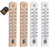 TFA Dostmann Set di termometri in legno, analogico, faggio, 95.1031, per misurare la temperatura interna, risparmio energetico, 4 pezzi, Made in Germany, alta precisione, marrone/bianco