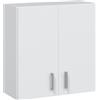 Dmora - Mobile pensile Detroit, Armadio ausiliare a 2 ante, Armadietto multiuso da bagno o lavanderia, 59x27h60 cm, Bianco