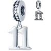 GLOWDAS 11 Anni Compleanno Ciondoli Charms Si Adatta Braccialetto Cuore Pandora, 925 Argento Sterling 11 ° Anniversario Ciondolo Perline con Birthstone, Numero 11 Compleanno Regali per BFF/Famiglia/Laurea
