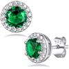 Bestyle Orecchini Donna Argento 925 con Pietre Portafortuna 12 Mesi Orecchini Donna Punto Luce con Zirconi Tonda Verde Smeraldo Regalo per Donne