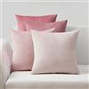 Topfinel 4 Pezzi Copricuscini Divano 50x50 Decorativo Casa Giallo Velluto Copricuscini per Cucina Sedia Soggiorno Letto Giardino Camera da letto Copricuscini Serie Moderna Rosa