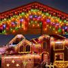 JIMACRO Luci Decorative da Esterno Solari, 32pcsx0.8M 256 LED Stringa Luci Esterno, 5M Luci Natale Esterno Cascata, Impermeabile Decorative Lucine, 8 Modalità Tenda Luminosa Estern Solare