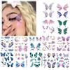 Kinretixia® 14 fogli di farfalle scintillanti, tatuaggi temporanei, adesivi per donne e ragazze, occhi, viso, trucco, decorazione, ali flash