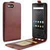 HualuBro Custodia Cover Blackberry KEY2, Custodia in Pelle PU Leather Protettiva Flip Case Cover per Blackberry Key 2 Smartphone (Marrone)