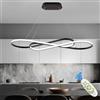 Qiaomao Lampada a Sospensione Lampada da Tavolo da Pranzo 57W Lampadario LED Dimmerabile Plafoniera Con Telecomando Doppio 8 design surround Soggiorno Lampada Regolabile Altezza Cucina Lampadari, Nero