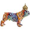 DRW Figura di un cane Incoronato in Resina in Grafiti e Multipli Colori 30x12x3cm