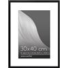 Americanflat Cornice 30x40 cm Nera con Bordo Sottile e Pannello Protettivo in Plastica, Ganci Seghettati Integrati - Cornice 20x30 cm con Passepartout o 30x40 cm senza Passepartout