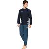 Leo Corsetteria Pigiama Lungo Uomo Sportivo Completino casa Cotone Manica Lunga Tasche Coulisse Taglia 60 Colore Blu