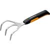 Fiskars Sarchiello con 3 denti, Lunghezza: 32,3 cm, Larghezza: 9,2 cm, Nero/Arancione, Acciaio inossidabile/Plastica, Xact, 1027047