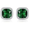 Diamond Treats Orecchini Donna in Argento Sterling 925, Orecchini Taglio Cuscino con Pietre Zirconi Verde Cuscino, Orecchini Verdi Donna in Argento 925 con una Confezione Regalo