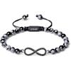 COAI Bracciale Infinity da Uomo e da Donna con Perline di Ossidiana Fiocco di Neve e Amuleto Infinito, Bracciale Regolabile Unisex M
