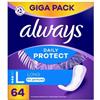 Always Daily Protect Long Panty Liners - Unscented, 64 Pcs, prodotto per uso quotidiano