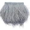 Sowder, orlo sfrangiato con piume di struzzo con nastro di raso per abito, per cucito, artigianato, costumi, decorazioni, confezione da 1,8 m light grey