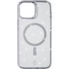 Cellularline - Sparkle Mag - iPhone 15 - Custodia Trasparente con Finishing Glitterato Compatibile con Ecosistema MagSafe - Bordi, Tasti e Connettori Protetti - Rosso