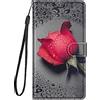 Guxira Cover Protettiva Pelle per Samsung Galaxy A13 4G, Silicone Custodia A Libro Portafoglio Flip Case con Antiurto Magnetica Slot Carte per Ragazze Donne - Rosa Rossa