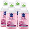 Nivea Acqua Micellare Bifase con Olio e Acqua di Rose Bio Struccante Bifasico per Trucco Long Lasting e Waterproof Detergente Viso Delicato su Occhi e Ciglia - 4 Flaconi da 400ml