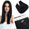 Elailite Extension Capelli Veri Biadesivo #1 Jet Nero, 20 Fasce Tape Adesive Extensions Biadesive 40g 30cm Remy Human Hair Naturali