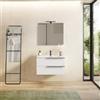 DEGHI Mobile bagno sospeso 80 cm bianco opaco con lavabo integrato e specchio - Ecuador