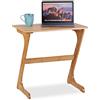 Relaxdays Tavolino per Laptop, in bambù Naturale, HLP: 60x60x40 cm, Tavolo Laterale da Divano e Camera da Letto, Marrone, 100%