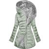 yiouyisheng Giacca imbottita in pile, da donna, calda, invernale, per autunno e inverno, con cappuccio, a maniche lunghe, per esterni, con cappuccio, per parka invernale, colore nero, verde menta,