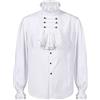Duohropke Camicia da pirata da uomo con volant coloniale rinascimentale denso balze camicia steampunk vampiro costume gotico, 01 bianco, XL