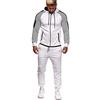 Vanvene, Tuta casual da uomo, con pantaloni da jogging e felpa con cappuccio con cerniera intera, taglia M-5XL, bianco, XL