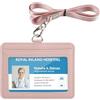 Teskyer Porta Badge, Porta Badge da Collo, 2 Slot per Carte, in Pelle Martellata, con Cordino in Nylon, Orizzontale, per Pass, Autobus, Oro Rosa