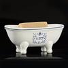 dodococa 1 Pezzo 14,5 cm Portasapone Mini in Ceramica Aqua Eden a Zampa di Gatto a Doppia Testa per Vasca da Bagno, Design Vintage Decorativo