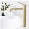 SHANFO Rubinetto Bagno Lavabo girevole a 360°, Rubinetti Bagno Oro Spazzolato, Miscelatore Lavabo Bagno Alto, Monocomando Fredda e Calda Regolabile, 5M4OK-T