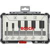 Bosch Professional Set Frese da 6 pz. Bit Dritti (per Legno, Accessorio Fresatrici Verticali con Codolo di 1/4)