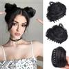 RPAEOY 2 Pezzi Chignon Capelli con Claw Mini Chignon Finto Capelli Ricci Sintetici Spessi Updo Ondulati Coda di Cavallo Posticcio Hair Extension Ponytail di Cavallo per Donna(Nero)