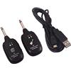 Alnicov - Sistema wireless per chitarra con trasmettitore digitale a 4 canali ricaricabile a 2,4 GHz e ricevitore per chitarra elettrica, basso, violino, portata di trasmissione 91 metri (nero)