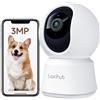 LAXIHUB Telecamera Wi-Fi Interno 2K 3MP, PTZ 355° Telecamera Sorveglianza Interno, Telecamera Cani con Visione Notturna, Rilevamento di Umano/Movimento, Audio Bidirezionale, Compatibile con Alexa