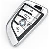 HooRLZ BMW - Cover portachiavi in silicone per BMW X1 X2 X3 X5 X6 BMW 1 2 3 4 5 6 7 Series TPU custodia portachiavi a 4 tasti per auto BMW - argento