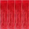 Fodlon Tinsel, 4 tende con frange, in alluminio, 1 m x 3 m, colore: nero, tende in metallo autoadesive con frangia lucida per decorazioni per feste di compleanno, ballo, matrimonio (rosso)