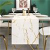 DakTou Runner da Tavolo Primavera Estate, Moderno Arte Astratta Marmo Bianco Trama Dorata Tovaglia per Feste Matrimoni Cucina Soggiorno Runner Tavolo Decorativo Lino 40x140 cm