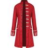 Generic Costume da pirata da uomo, giacca steampunk, da uomo, alla moda, medievale, stile retrò, uniforme, orlo irregolare, trench coat smoking, Colore: rosso, XXL