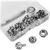 kajkey Set di 62 bottoni automatici in tela, bottoni in metallo, viti per telone, viti a bottone in tela in acciaio inox con 2 strumenti di fissaggio per teloni, navi, mobili, tela, tende per auto