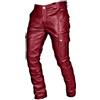 Cicilin Pantaloni da uomo in ecopelle Pantaloni da moto Slim Fit Similpelle Cargo Pantaloni (senza cintura), rosso, 4XL