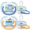 Avent ultra air succhietto mama/boat maschio 0-6 mesi 2 pezzi