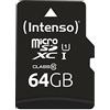 Intenso Premium Scheda di Memoria microSDXC da 64 GB Class 10 UHS-I (con Adattatore SD), Nero
