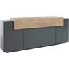 Credenza Moderna A 4 Ante 200x45x85,5 Antracite E Rovere Corona