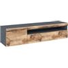 Web Furniture Mobile Porta TV Basso 155x40x36 Con Vano Decoder Ardesia Effetto Legno Daiquiri