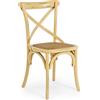 Set di 2 sedie CROSS in legno di olmo ocra e rattan naturale